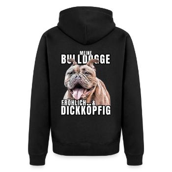 My BULLDOG cheerful & stubborn dog DOGS - Unisex Premium Organic Zip Hoodie - black - Back - Nico (187cm)