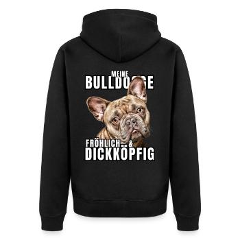 My BULLDOG cheerful & stubborn dog DOGS - Unisex Premium Organic Zip Hoodie - black - Back - Nico (187cm)