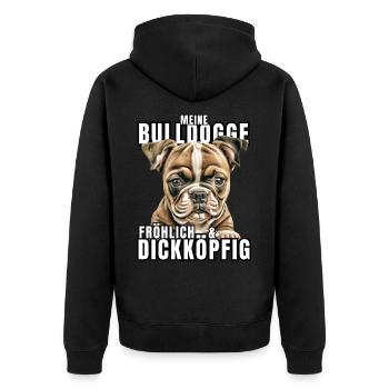 My BULLDOG cheerful & stubborn dog DOGS - Unisex Premium Organic Zip Hoodie - black - Back - Nico (187cm)