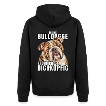 My BULLDOG cheerful & stubborn dog DOGS - Unisex Premium Organic Zip Hoodie - black - Back - Nico (187cm)