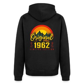 Geburtstag 1962 Geschenk 1962 Geburtstag - Unisex Premium Bio Zip Hoodie - Schwarz - Hinten - Nico (187cm)