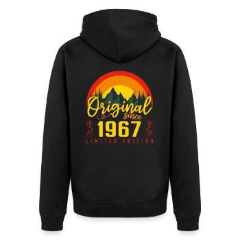 1967 Geburtstagsgeschenk 1967 Geburtstag - Unisex Premium Bio Zip Hoodie - Schwarz - Hinten - Nico (187cm)