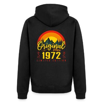 1972 Geburtstagsgeschenk 1972 Geburtstag - Unisex Premium Bio Zip Hoodie - Schwarz - Hinten - Nico (187cm)