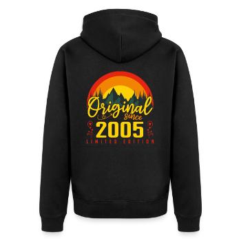 2005 Geburtstagsgeschenk 2005 Geburtstag - Unisex Premium Bio Zip Hoodie - Schwarz - Hinten - Nico (187cm)