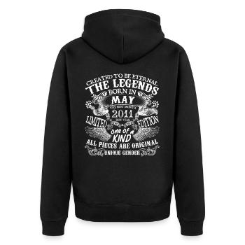 Mai 2011 Geburtstag 2011 Mai Bestes neues Jahr - Unisex Premium Bio Zip Hoodie - Schwarz - Hinten - Nico (187cm)