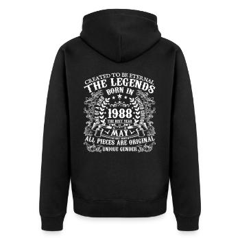 May 1988 Birthday 1988 May Best Year - Unisex Premium Organic Zip Hoodie - black - Back - Nico (187cm)