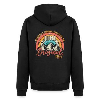 Juni 2007 Juni Jubiläum 2007 Juni Original - Unisex Premium Bio Zip Hoodie - Schwarz - Hinten - Nico (187cm)