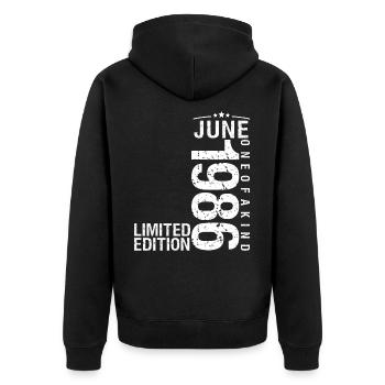 June 1986 June Anniversary June 1986 - Unisex Premium Organic Zip Hoodie - black - Back - Nico (187cm)