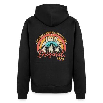 July 1973 July Anniversary 1973 July - Unisex Premium Organic Zip Hoodie - black - Back - Nico (187cm)
