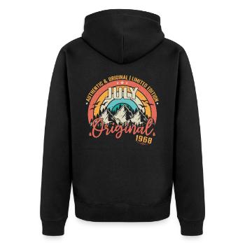 Juli 1968 Juli Geburtstag 1968 Juli - Unisex Premium Bio Zip Hoodie - Schwarz - Hinten - Nico (187cm)