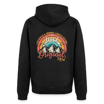 Juli 2014 Juli Jubiläum 2014 Juli - Unisex Premium Bio Zip Hoodie - Schwarz - Hinten - Nico (187cm)