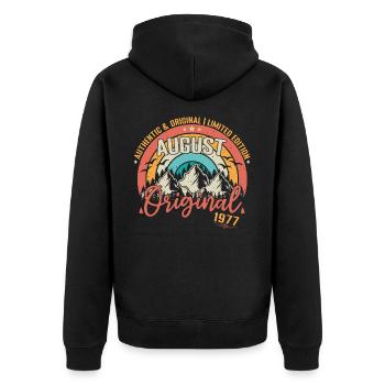 August 1977 August birthday 1977 August - Unisex Premium Organic Zip Hoodie - black - Back - Nico (187cm)