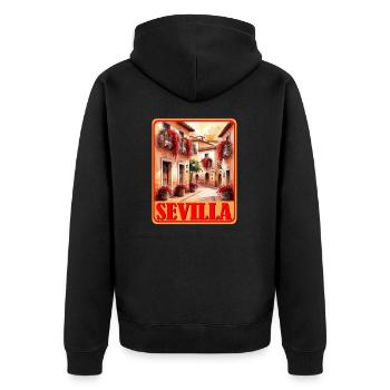 Sevilla andalusien - Unisex Premium Bio Zip Hoodie - Schwarz - Hinten - Nico (187cm)