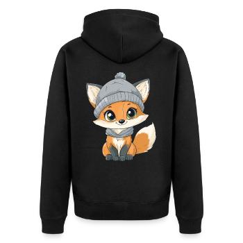 renard mignon mignon bébé enfants animal dessin animé - Veste à capuche bio Premium Unisexe - noir - Dos - Nico (187cm)