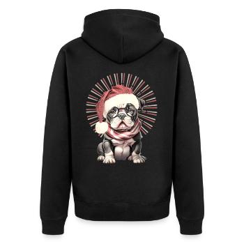 drôle Père Noël Bulldog chiens de Noël - Veste à capuche bio Premium Unisexe - noir - Dos - Nico (187cm)
