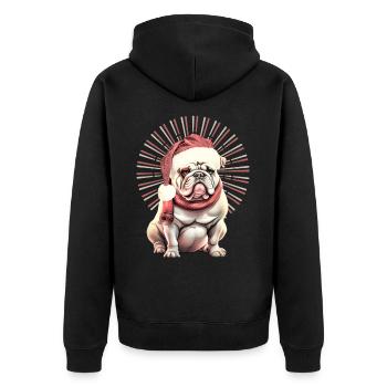 Chemise pour chien drôle Père Noël bouledogue - Veste à capuche bio Premium Unisexe - noir - Dos - Nico (187cm)