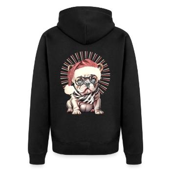 drôle Père Noël Bulldog chiens de Noël - Veste à capuche bio Premium Unisexe - noir - Dos - Nico (187cm)