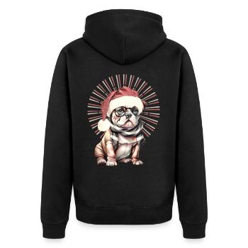 drôle Père Noël Bulldog chiens de Noël - Veste à capuche bio Premium Unisexe - noir - Dos - Nico (187cm)