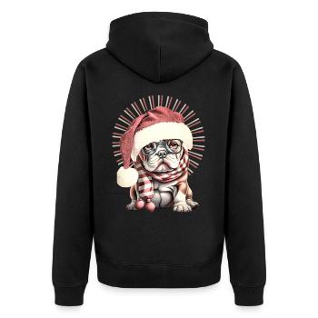 drôle Père Noël Bulldog chiens de Noël - Veste à capuche bio Premium Unisexe - noir - Dos - Nico (187cm)