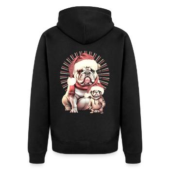 Chemise pour chien drôle Père Noël bouledogue - Veste à capuche bio Premium Unisexe - noir - Dos - Nico (187cm)