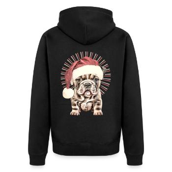 Chemise pour chien drôle Père Noël bouledogue - Veste à capuche bio Premium Unisexe - noir - Dos - Nico (187cm)
