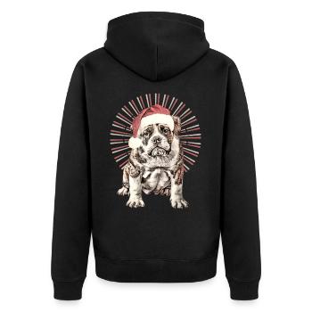 Chemise pour chien drôle Père Noël bouledogue - Veste à capuche bio Premium Unisexe - noir - Dos - Nico (187cm)