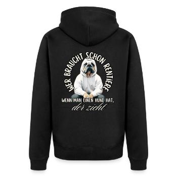 drôle renne noël chien chemise bouledogue - Veste à capuche bio Premium Unisexe - noir - Dos - Nico (187cm)