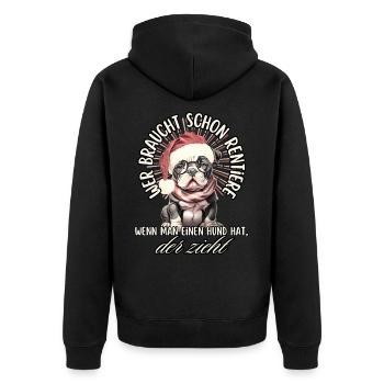 drôle Père Noël Bulldog chiens de Noël - Veste à capuche bio Premium Unisexe - noir - Dos - Nico (187cm)