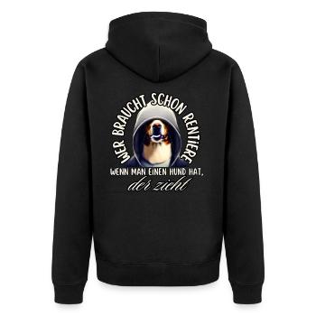 drôle bouledogue noël chien chemise renne - Veste à capuche bio Premium Unisexe - noir - Dos - Nico (187cm)