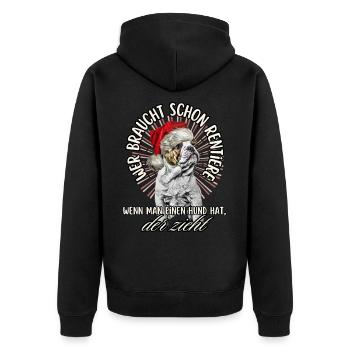 drôle Père Noël Bulldog chiens de Noël - Veste à capuche bio Premium Unisexe - noir - Dos - Nico (187cm)