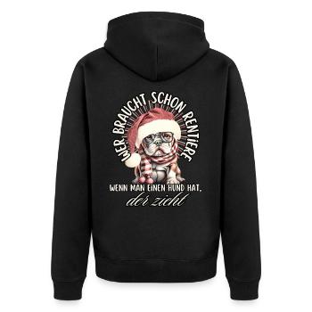 drôle Père Noël Bulldog chiens de Noël - Veste à capuche bio Premium Unisexe - noir - Dos - Nico (187cm)