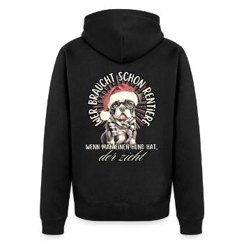 drôle Père Noël Bulldog chiens de Noël - Veste à capuche bio Premium Unisexe - noir - Dos - Nico (187cm)