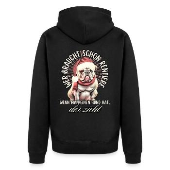 drôle Père Noël Bulldog chiens de Noël - Veste à capuche bio Premium Unisexe - noir - Dos - Nico (187cm)
