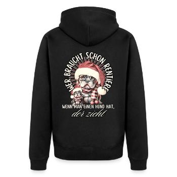 drôle Père Noël Bulldog chiens de Noël - Veste à capuche bio Premium Unisexe - noir - Dos - Nico (187cm)