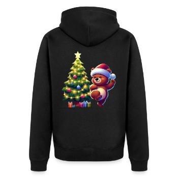 Tanzender Bär - Unisex Premium Bio Zip Hoodie - Schwarz - Hinten - Nico (187cm)