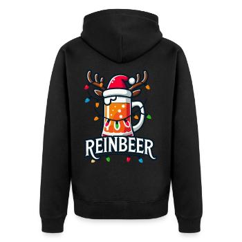 Reinbeer - Unisex Premium Bio Zip Hoodie - Schwarz - Hinten - Nico (187cm)