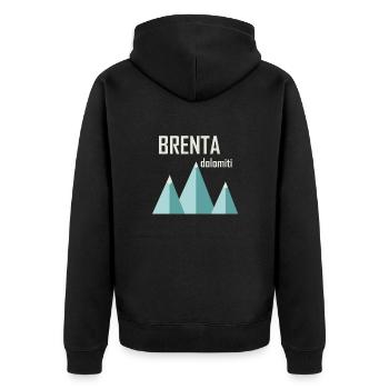 Minimal Berge Brenta - Unisex Premium Bio Zip Hoodie - Schwarz - Hinten - Nico (187cm)