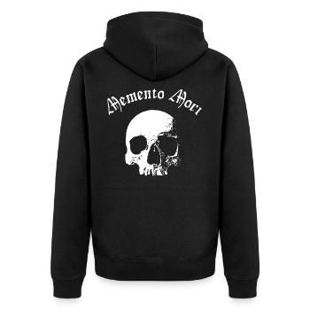 Memento Mori Gothic Skull - Unisex Premium Bio Zip Hoodie - Schwarz - Hinten - Nico (187cm)