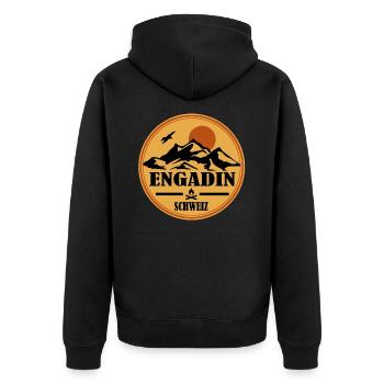 Engadin - Unisex Premium Bio Zip Hoodie - Schwarz - Hinten - Nico (187cm)