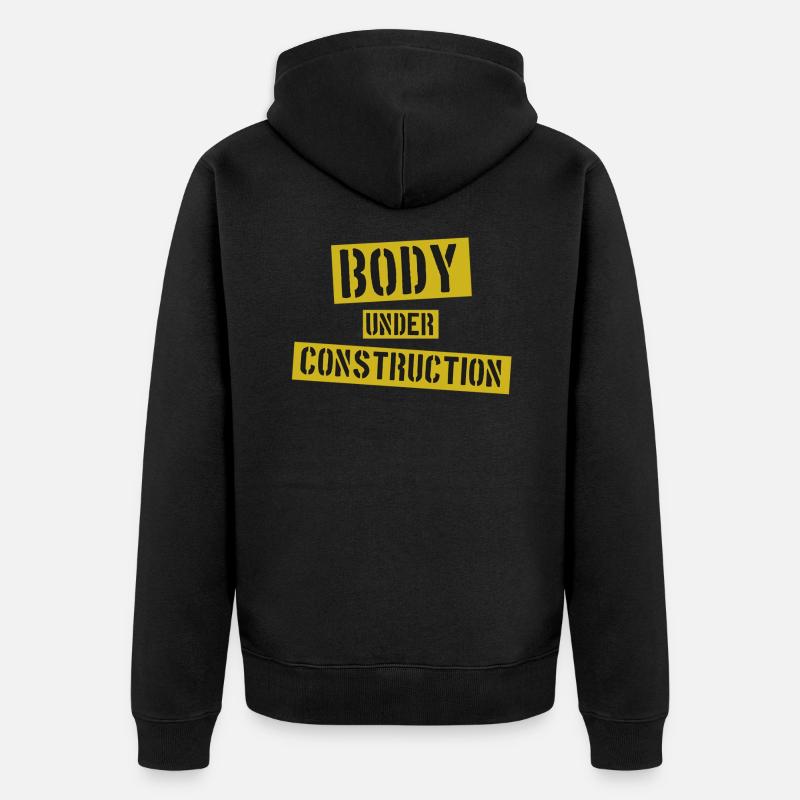 Body under Construction - Unisex Premium Bio Zip Hoodie - Schwarz
