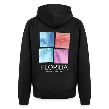 Florida USA Miami America Summer Palm Trees Beach - Unisex Premium Organic Zip Hoodie - black - Back - Nico (187cm)