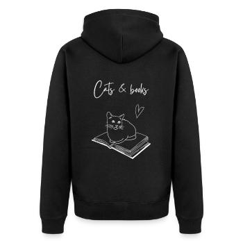Idée cadeau de lecture de livre pour chat - Veste à capuche bio Premium Unisexe - noir - Dos - Nico (187cm)