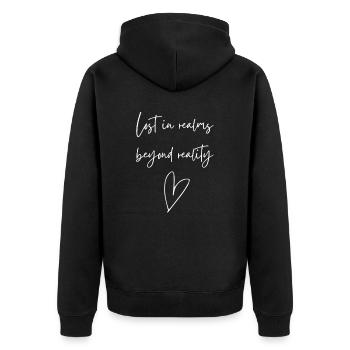 Bücherwurm lesen Leseratte Geschenk - Unisex Premium Bio Zip Hoodie - Schwarz - Hinten - Nico (187cm)