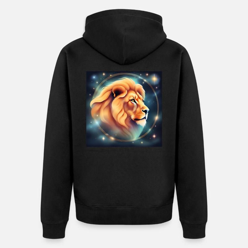 Löwe Sternzeichen Astrologie Geschenk - Unisex Premium Bio Zip Hoodie - Schwarz