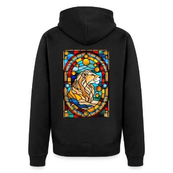 Leo Astrology Zodiac Gift - Unisex Premium Organic Zip Hoodie - black - Back - Nico (187cm)
