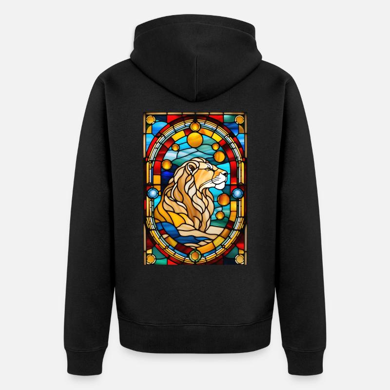 Löwe Astrologie Sternzeichen Geschenk - Unisex Premium Bio Zip Hoodie - Schwarz