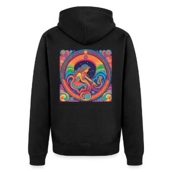 Jungfrau Stern Astrologie - Unisex Premium Bio Zip Hoodie - Schwarz - Hinten - Nico (187cm)