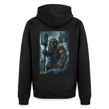 Riese Mythologie Giant Geschenk - Unisex Premium Bio Zip Hoodie - Schwarz - Hinten - Nico (187cm)