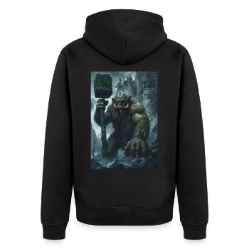 Riese Fabelwesen Mythologie Geschenk - Unisex Premium Bio Zip Hoodie - Schwarz - Hinten - Nico (187cm)