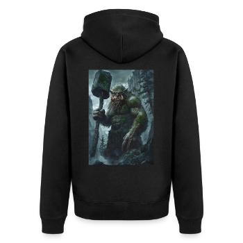 Riese Giant Norwegen Geschenk - Unisex Premium Bio Zip Hoodie - Schwarz - Hinten - Nico (187cm)